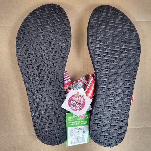 Sanuk Yoga Sling 2 Prints Sandals Women’s SZ 8 Multi-Color Geometric Comfort NEW - Picture 6 of 12